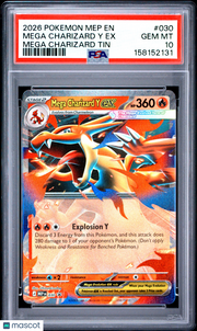 2026 Pokemon Mep EN-Me Black Star Promo Mega Charizard Y EX Mega Charizard Tin PSA 10 #030