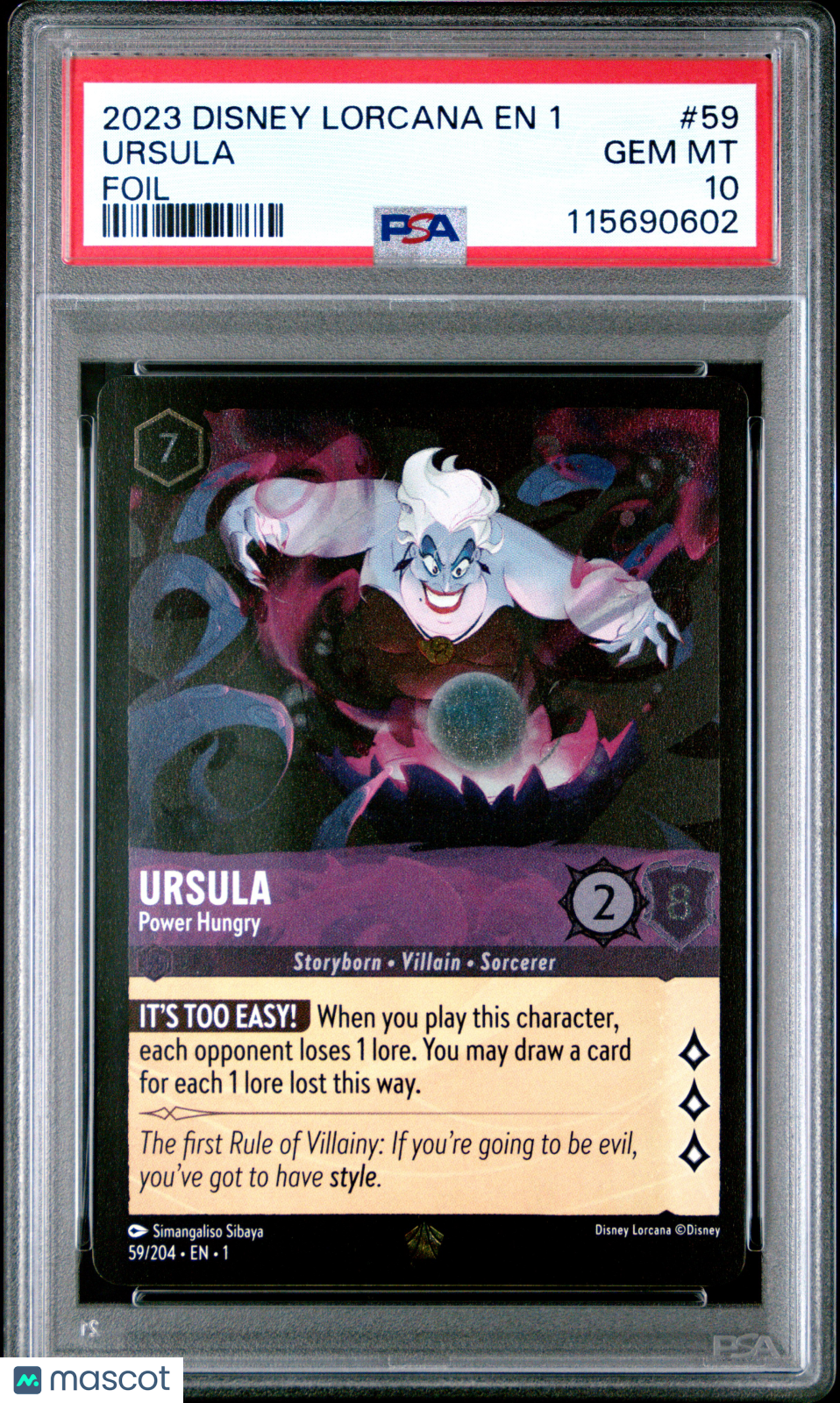 2023 Disney Lorcana EN 1-The First Chapter Ursula Foil PSA 10 #59