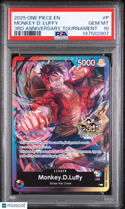 2025 One Piece Promos Monkey D. Luffy 3RD Anniversary Tournament PSA 10 #P