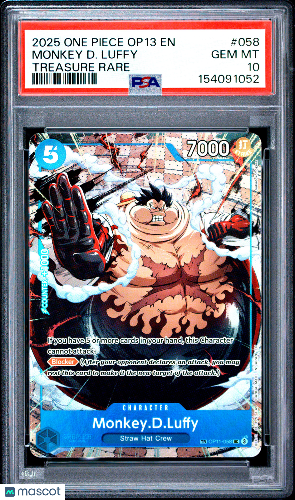 2025 One Piece Op13-Carrying On His Will Monkey D. Luffy Treasure Rare PSA 10 #058