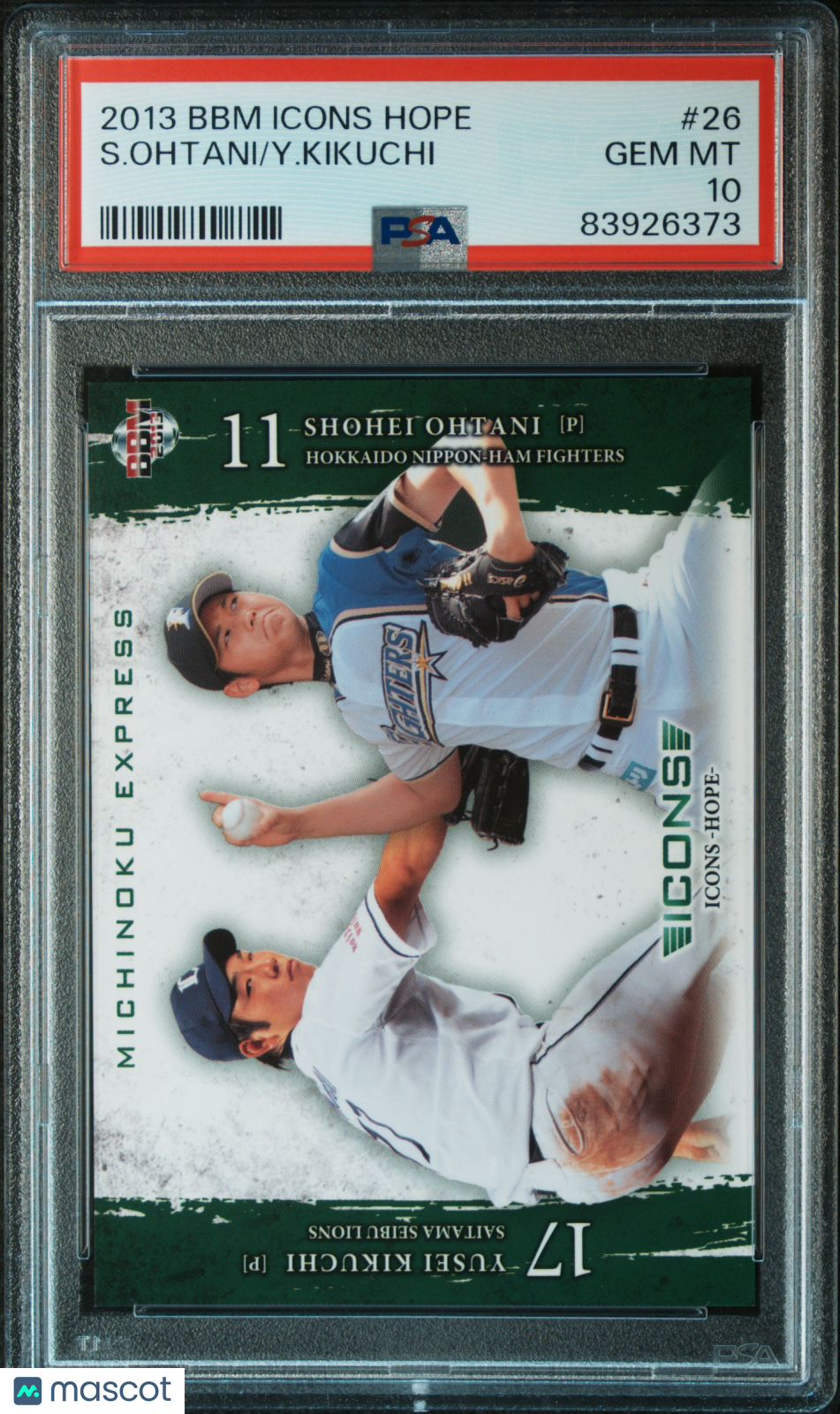 S. Ohtani Y. Kikuchi 2013 BBM Icons Hope #26 PSA 10
