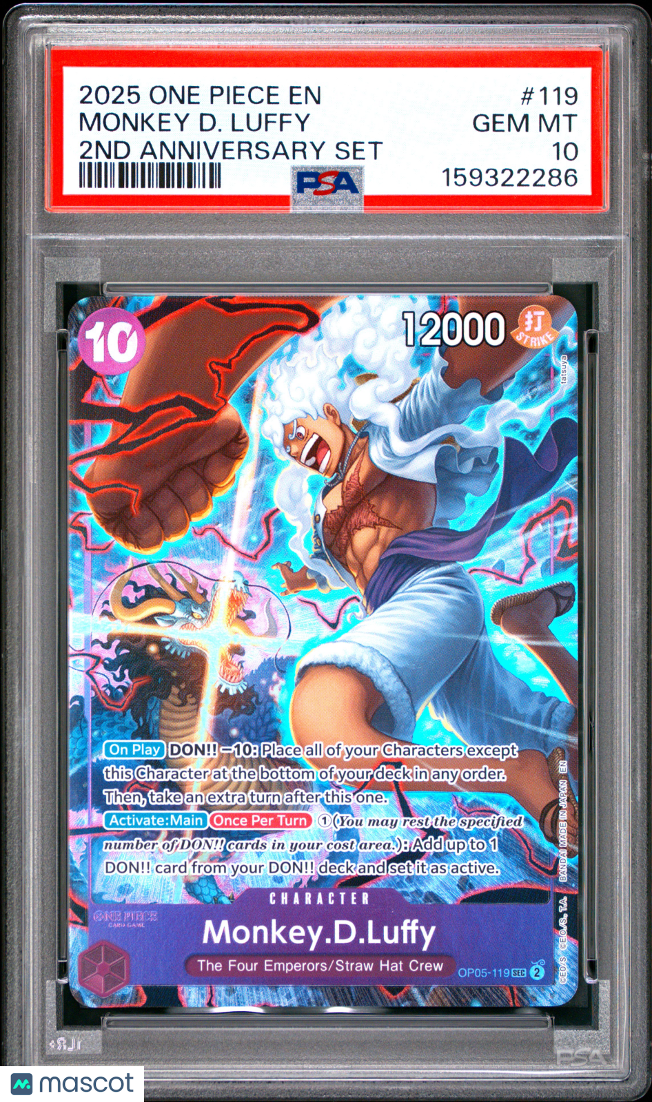 2025 One Piece English Version 2ND Anniversary Set Monkey D. Luffy PSA 10 #119