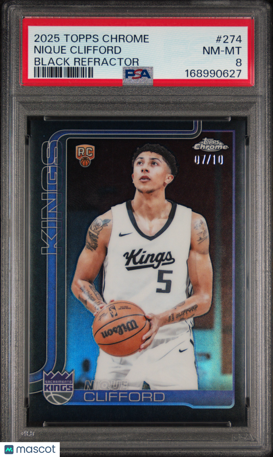 Nique Clifford 2025 Topps Chrome #274 Black Refractor /10 PSA 8