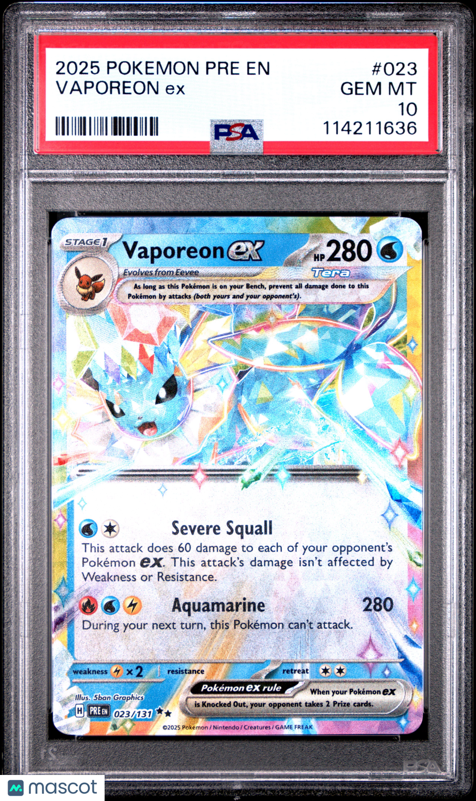 2025 Pokemon Pre EN-Prismatic Evolutions Vaporeon EX PSA 10 #023