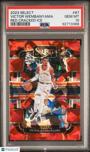 Victor Wembanyama 2023 Panini Select #87 Red Cracked Ice PSA 10