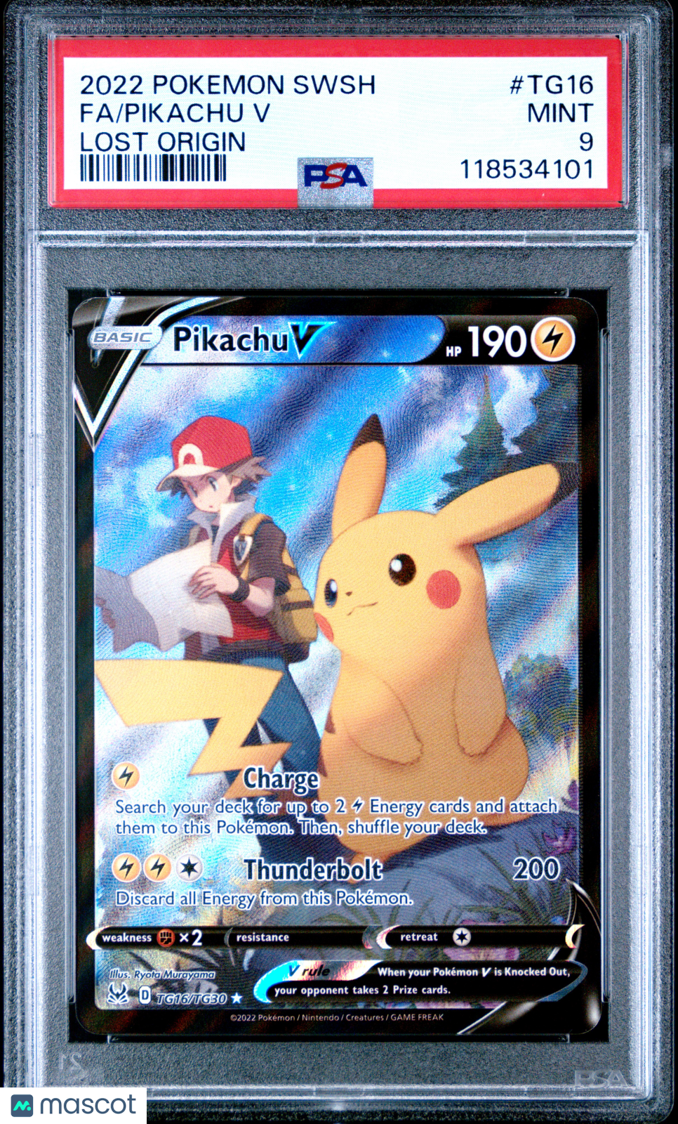 2022 Pokemon Sword & Shield Lost Origin Pikachu V Fa Lost Origin PSA 9 #TG16