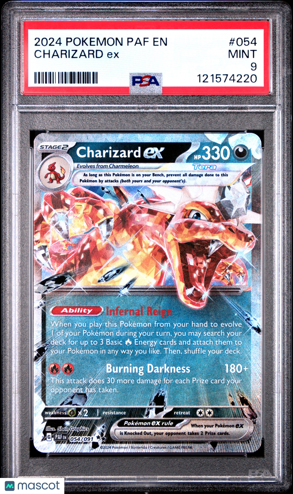 2024 Pokemon Paf EN-Paldean Fates Charizard EX PSA 9 #054