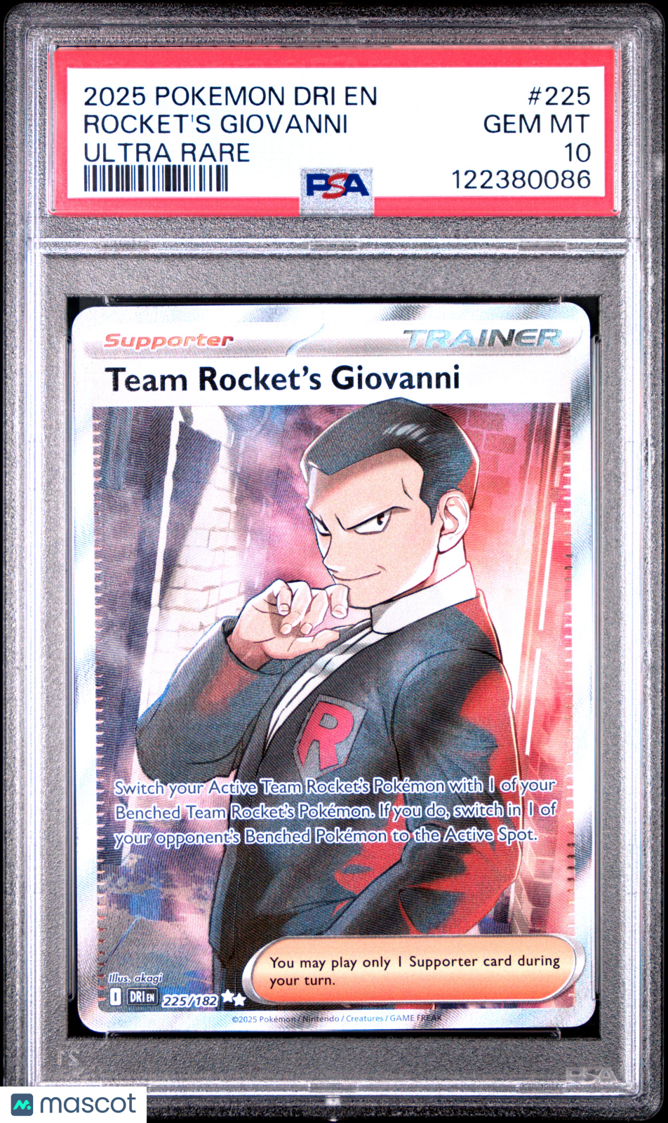 2025 Pokemon Dri EN-Destined Rivals Rocket's Giovanni Ultra Rare PSA 10 #225