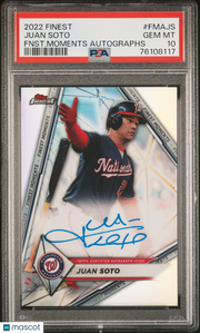 Juan Soto 2022 Topps Finest Finest Moments Autographs #FMAJS Fnst. Moments PSA 10