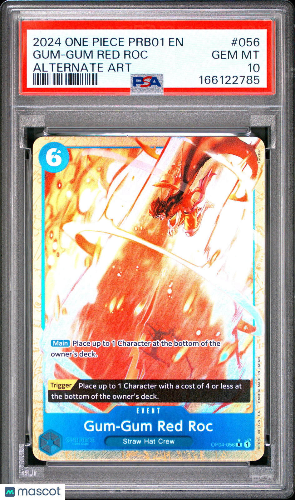 2024 One Piece Prb01-Premium Booster -One Piece Card The Best- Gum-Gum Red Roc Alternate Art PSA 10 #056