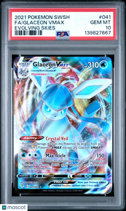Pokemon Sword & Shield Evolving Skies Glaceon VMAX Evolving Skies Fa PSA 10 #041