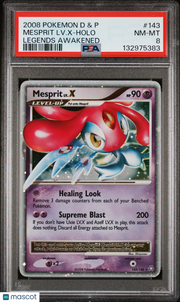 2008 Pokemon Diamond & Pearl Legends Awakened Mesprit LV. X Holo Legends Awakened PSA 8 #143