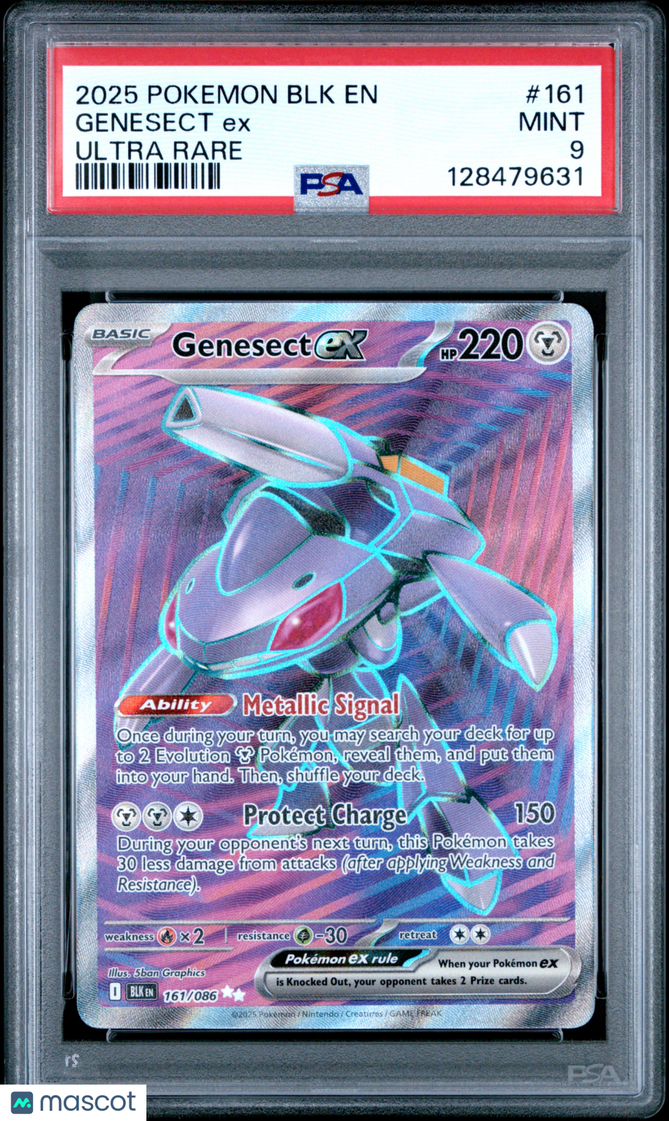 2025 Pokemon BLK EN-Black Bolt Genesect EX Ultra Rare PSA 9 #161