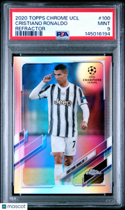 Cristiano Ronaldo 2020 Topps Chrome UEFA Champions League #100 Refractor PSA 9