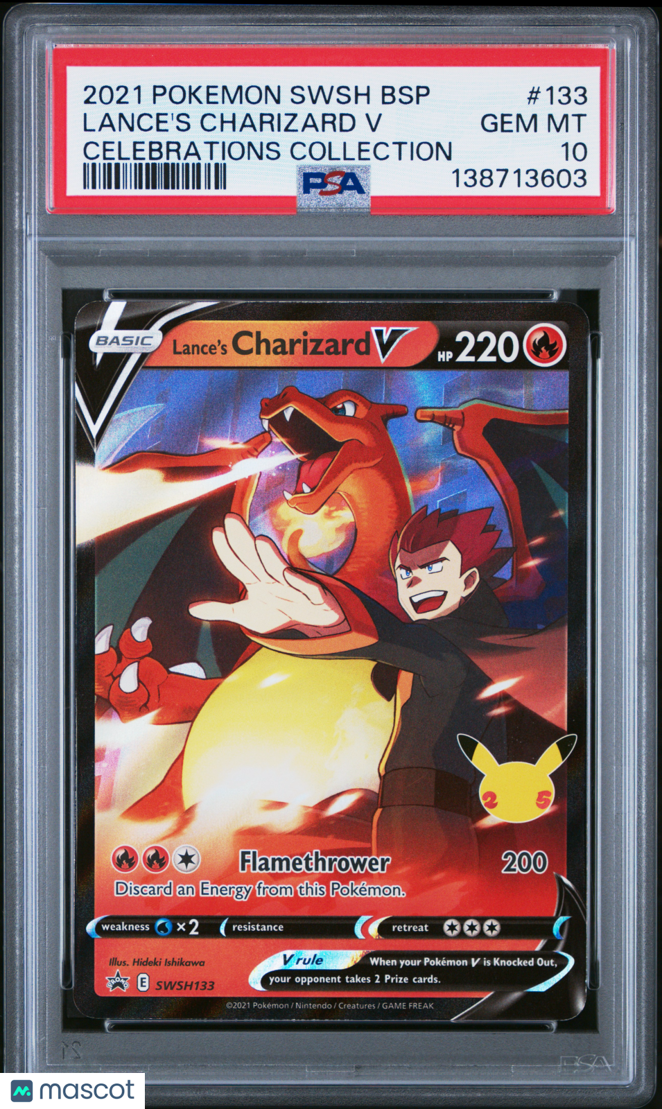 2021 Pokemon Swsh Black Star Promo Lance's Charizard V Celebrations Collection PSA 10 #133