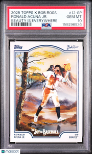 Ronald Acuna JR. 2025 Topps X Bob Ross The Joy Of Baseball #12-SP Beauty Is Everywhere PSA 10