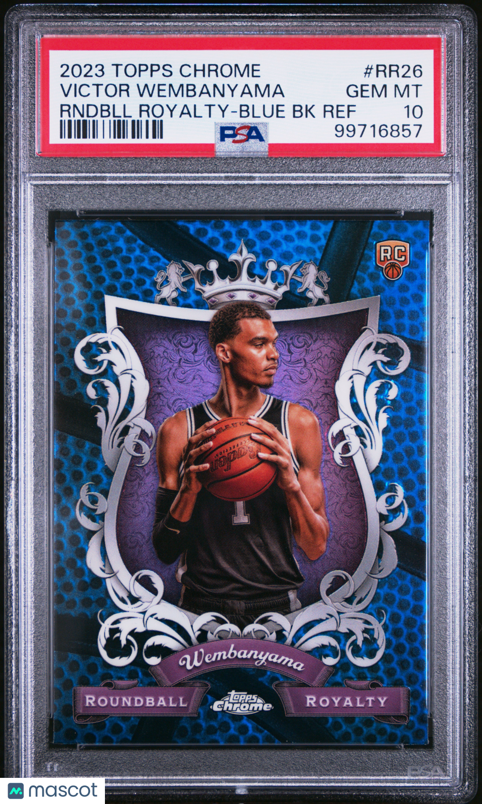 Victor Wembanyama 2023 Topps Chrome Roundball Royalty #RR26 Rndbll Blue BK Ref PSA 10