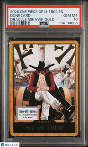 2026 One Piece Op14-Eb04-The Azure Sea's Seven Don!! Card Dracule Mihawk-Gold PSA 10