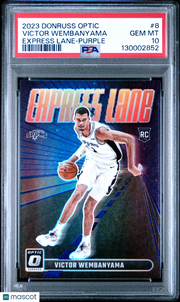 Victor Wembanyama 2023 Panini Donruss Optic Express Lane #8 Purple PSA 10