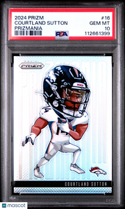 Courtland Sutton 2024 Panini Prizm Prizmania #16 PSA 10