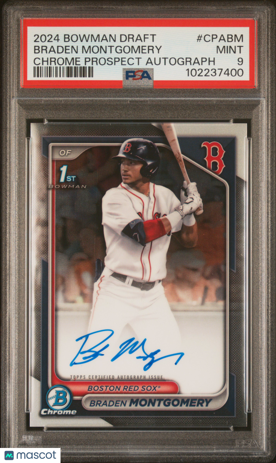 Braden Montgomery 2024 Bowman Draft Chrome Prospect Autographs #CPABM PSA 9