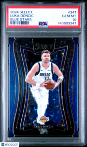 Luka Doncic 2024 Panini Select #347 Blue Stars PSA 10