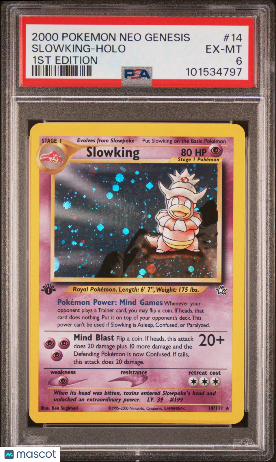 2000 Pokemon Neo Genesis 1st Edition Slowking Holo 1st Edition PSA 6 #14