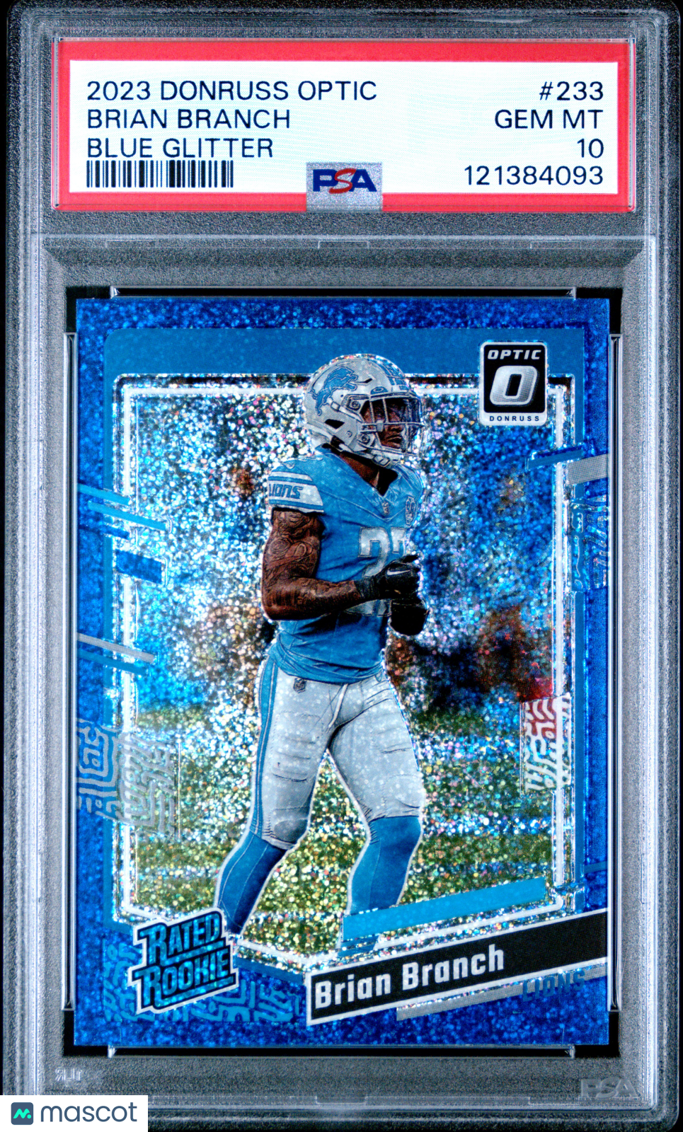 Brian Branch 2023 Panini Donruss Optic #233 Blue Glitter PSA 10
