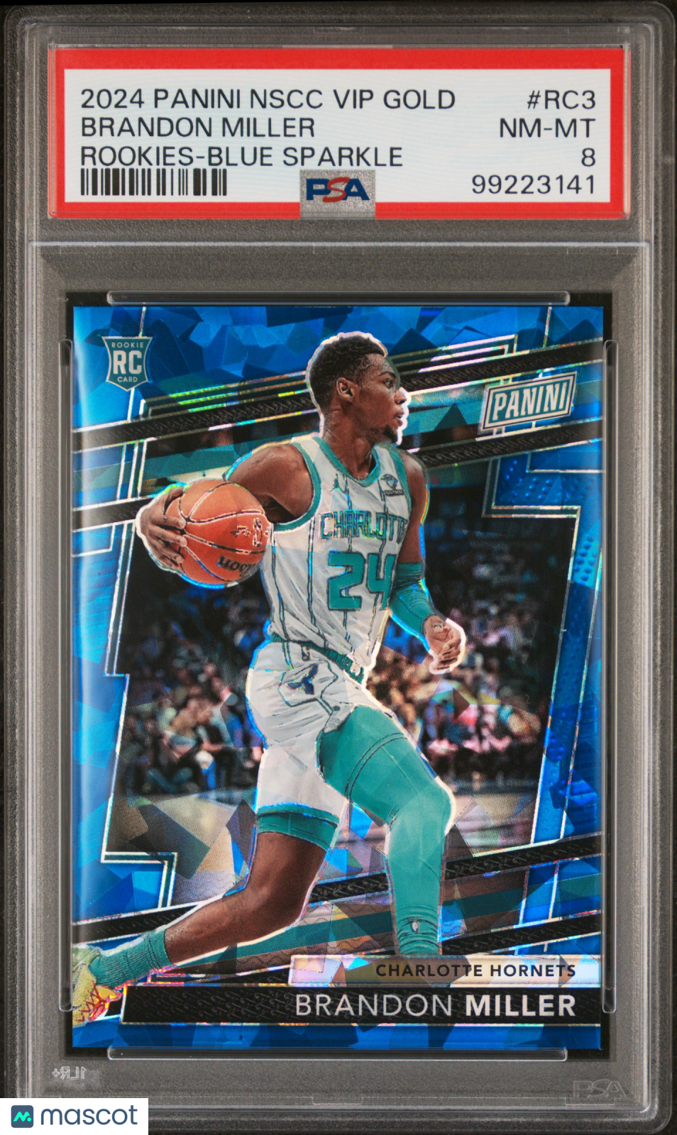 Brandon Miller 2024 Panini National Sports Collectors Convention Vip Gold Rookies #RC3 Blue Sparkle PSA 8