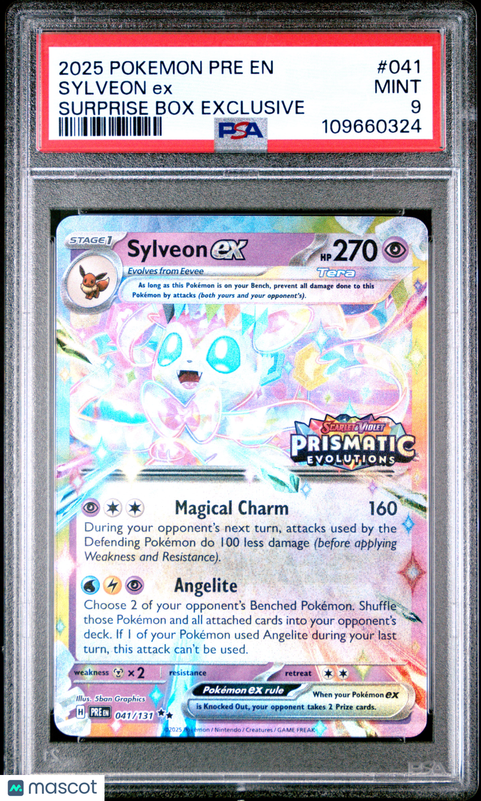 2025 Pokemon Prismatic Evolutions Sylveon EX Surprise Box Exclusive PSA 9 #041