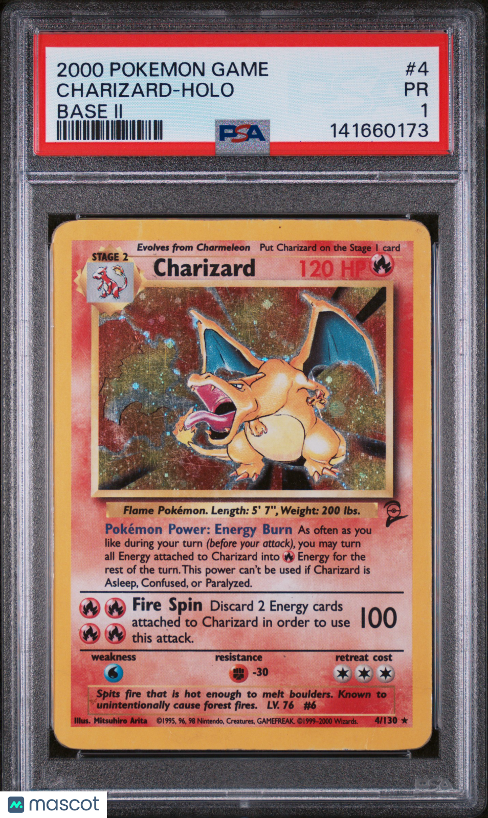 2000 Pokemon Game Base II Charizard Holo Base II PSA 1 #4