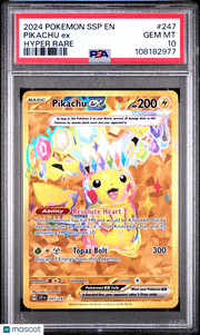 2024 Pokemon SSP EN-Surging Sparks Pikachu EX Hyper Rare PSA 10 #247