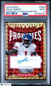 Malik Nabers 2024 Topps Finest Prodigies Autographs #PMN Red Geometric PSA 9