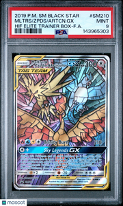 2019 Pokemon SM Black Star Promo Artcn. GX Mltrs Zpds Hif Elite Trainer Box-F.A. PSA 9 #SM210