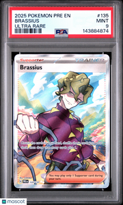 2025 Pokemon Pre EN-Prismatic Evolutions Brassius Ultra Rare PSA 9 #135