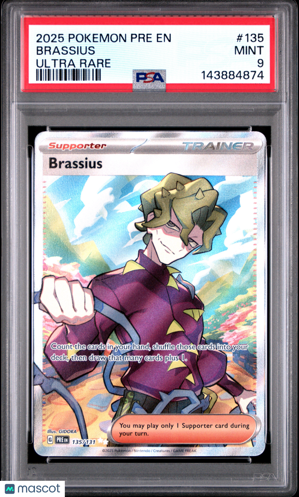 2025 Pokemon Pre EN-Prismatic Evolutions Brassius Ultra Rare PSA 9 #135
