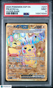 2024 Pokemon SSP EN-Surging Sparks Pikachu EX Hyper Rare PSA 9 #247