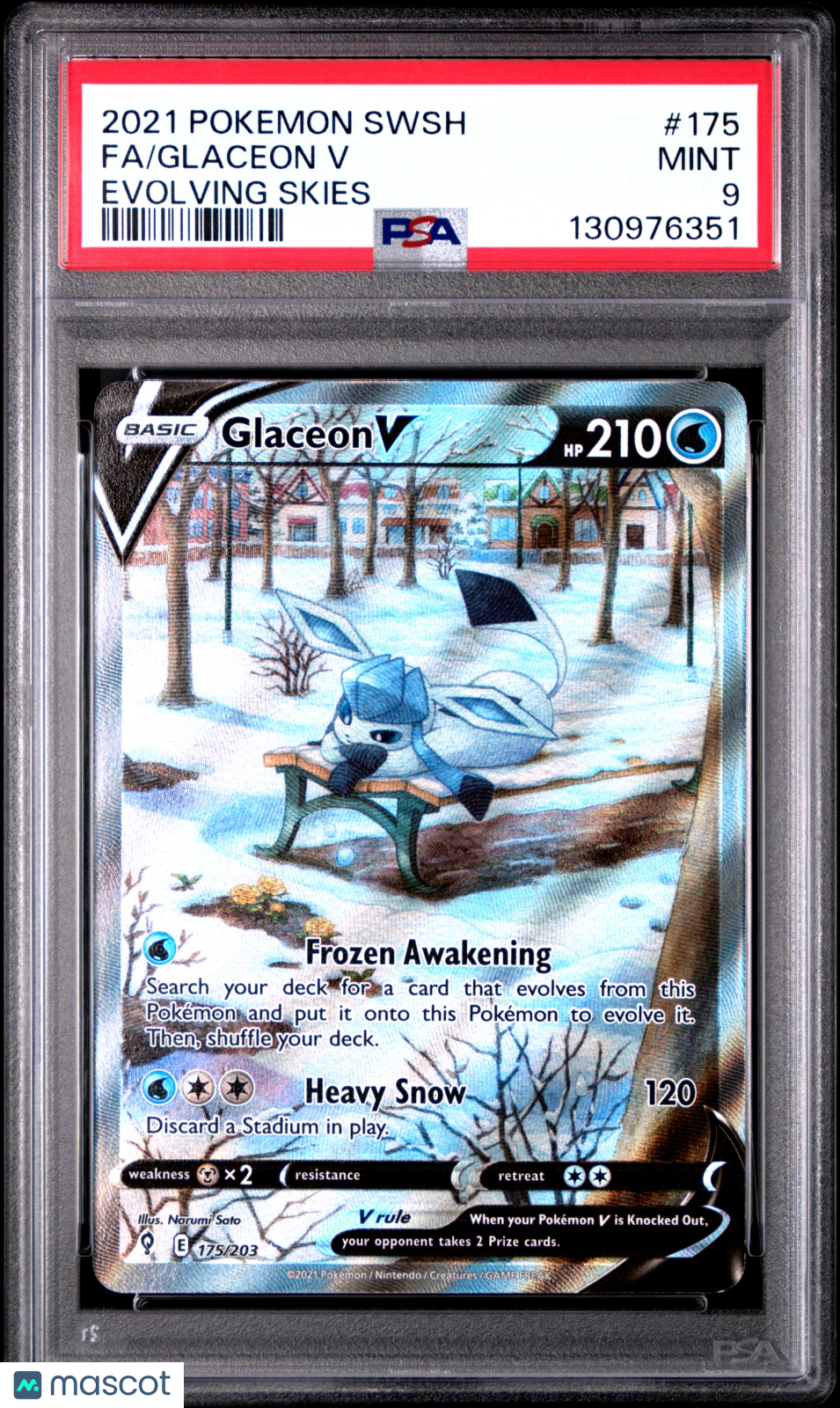 Pokemon Sword & Shield Evolving Skies Glaceon V Evolving Skies Fa PSA 9 #175