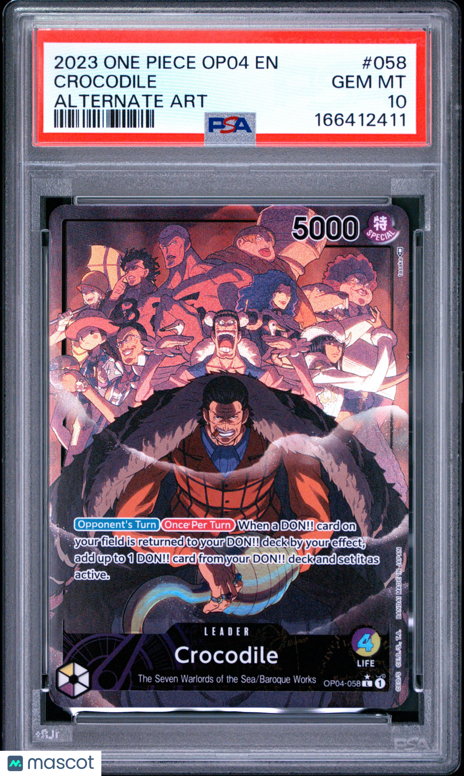 2023 One Piece Op04-Kingdoms Of Intrigue Crocodile Alternate Art PSA 10 #058