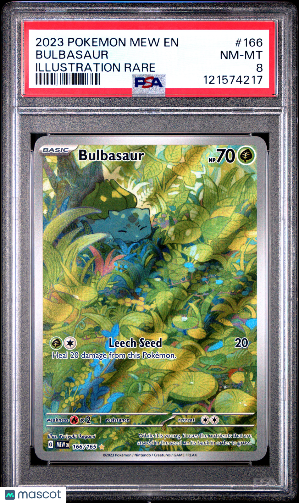 2023 Pokemon Mew EN-151 Bulbasaur Illustration Rare PSA 8 #166