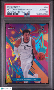 Victor Wembanyama 2025 Topps Finest #98 Oil Spill Refractor PSA 10