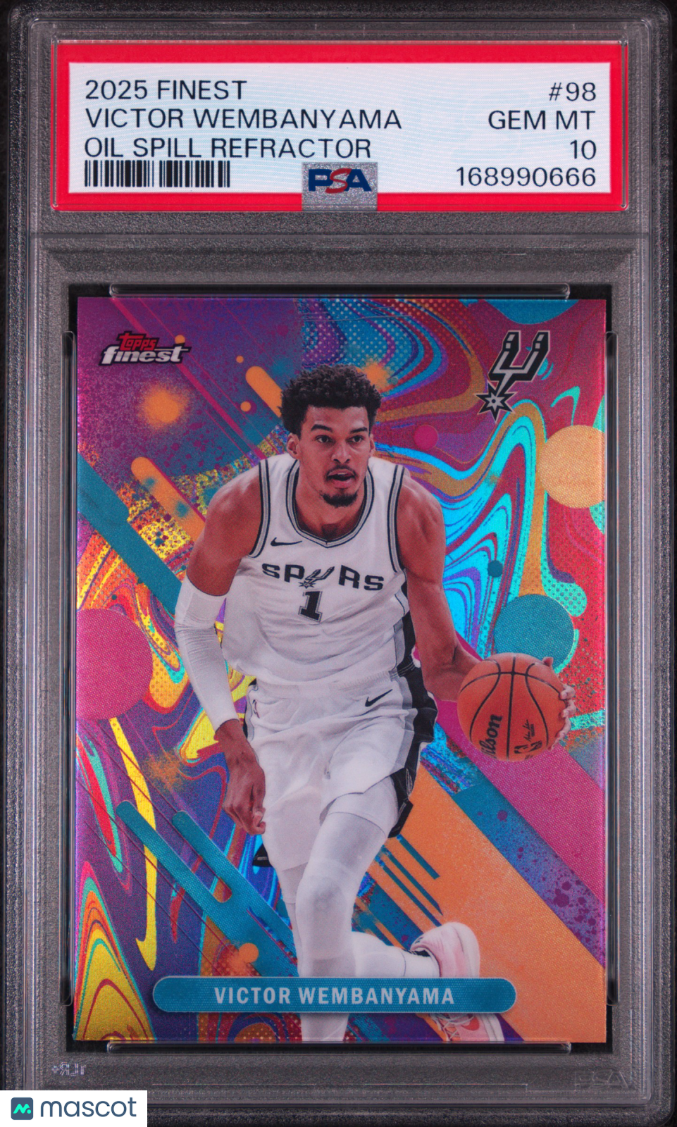 Victor Wembanyama 2025 Topps Finest #98 Oil Spill Refractor PSA 10