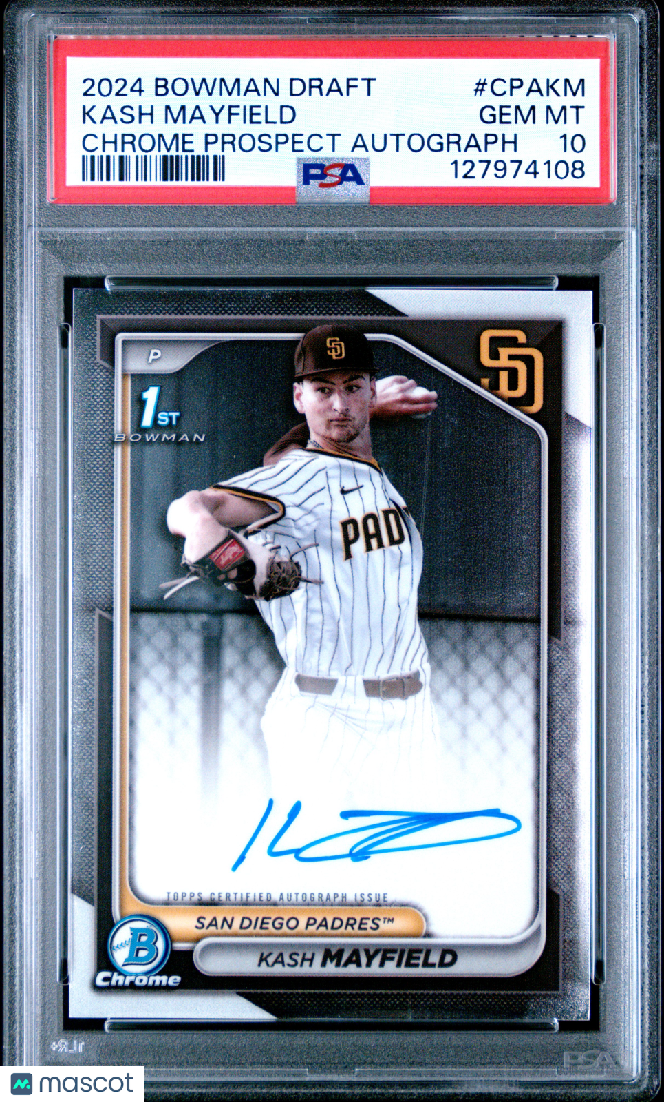 Kash Mayfield 2024 Bowman Draft Chrome Prospect Autographs #CPAKM PSA 10