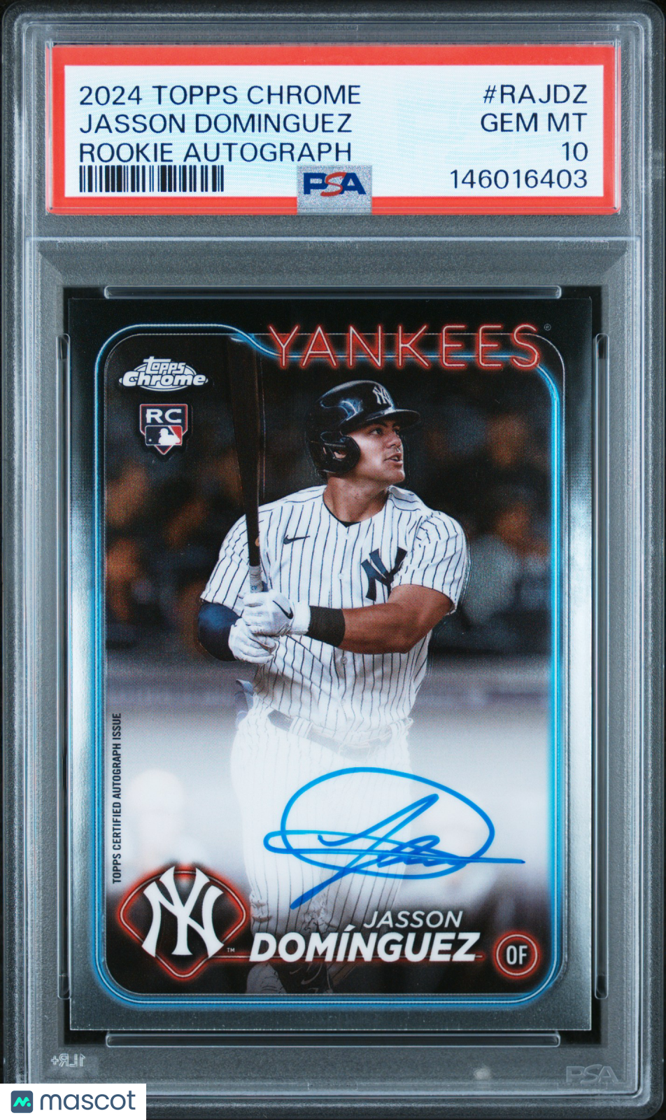 Jasson Dominguez 2024 Topps Chrome Rookie Autographs #RAJDZ PSA 10