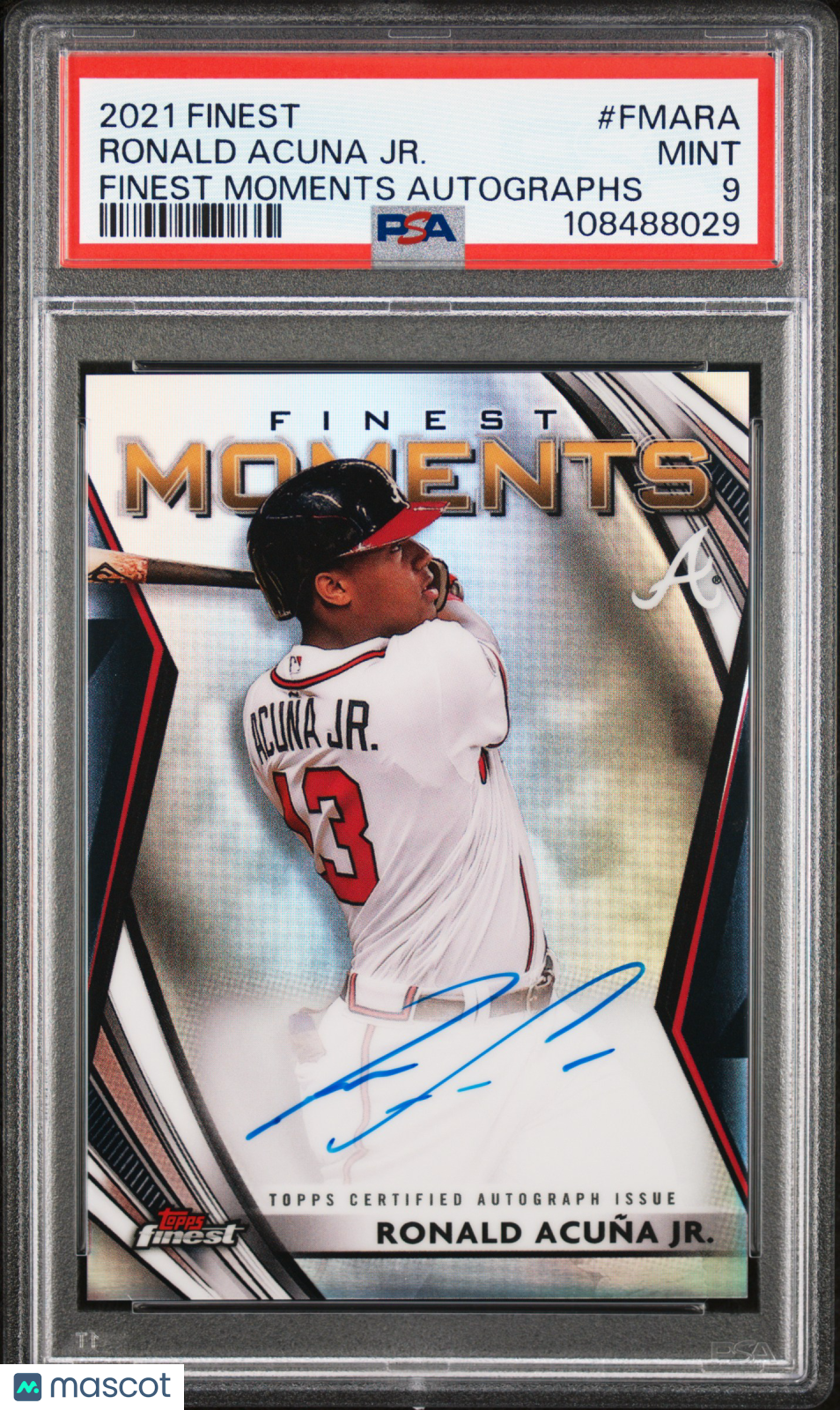 Ronald Acuna JR. 2021 Topps Finest Finest Moments Autographs #FMARA PSA 9