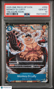 2025 One Piece Op13-Carrying On His Will Monkey D. Luffy Treasure Rare PSA 10 #058