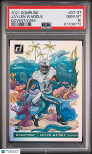 Jaylen Waddle 2021 Panini Donruss Downtown #DT-37 Downtown! PSA 10