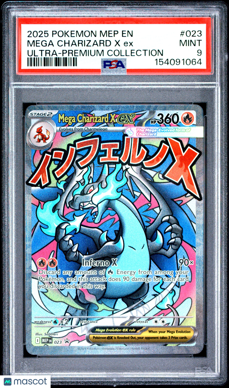 2025 Pokemon Mep EN-Me Black Star Promo Mega Charizard X EX Ultra-Premium Collection PSA 9 #023