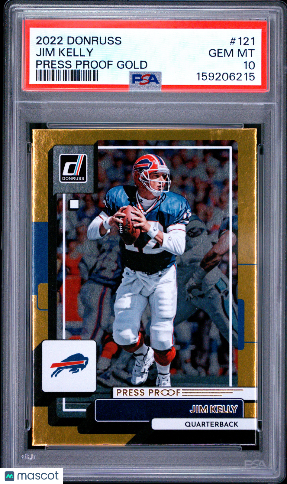 Jim Kelly 2022 Panini Donruss #121 Press Proof Gold PSA 10