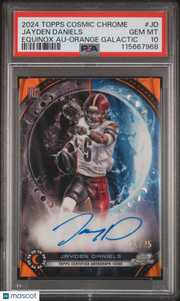 Jayden Daniels 2024 Topps Cosmic Chrome Equinox Autographs #JD Orange Galactic /25 PSA 10